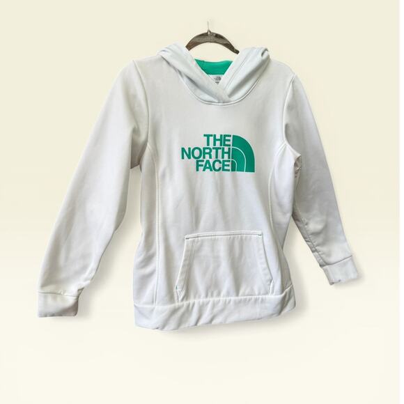 The North Face Tops - The North Face Womens Medium White and Green Hoodie Pullover
